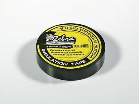Изолента ZEBRA 15мм*20м черная 1/10шт