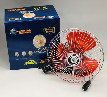 Вентилятор автомобильный 8" MAAS метал.с прищепкой 12v