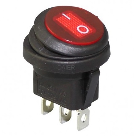Переключатель герметичный KCD1-8-101NW, 3с 12В (777WL)